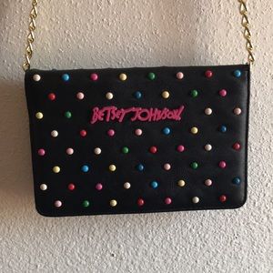 Betsy Johnson Black Multi Dot Crossbody Bag